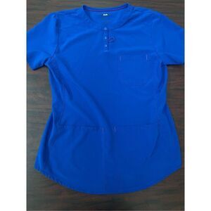 ScrubStar Supreme Stretch Electric Blue Scrub Top Size X-Small